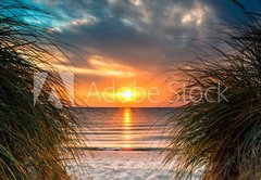 Fototapeta plátno 174 x 120, 86628044 - Personal Paradise on a Beautiful White Sand Beach at Sunset - Osobní ráj na krásné bílé písečné pláži při západu slunce