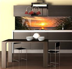 Fototapeta do kuchyn flie 260 x 60, 86628044 - Personal Paradise on a Beautiful White Sand Beach at Sunset - Osobn rj na krsn bl psen pli pi zpadu slunce