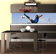 Fototapeta do kuchyn flie 260 x 60  football  soccer player volley, 260 x 60 cm