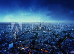 Samolepka flie 100 x 73, 86925891 - Paris - Panorma Pae pi zpadu slunce, Francie