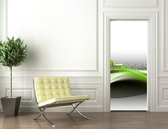 Samolepka na dvee flie 90 x 220  abstract green wave background, 90 x 220 cm