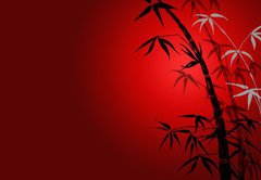 Fototapeta plátno 174 x 120, 8902413 - bamboo leaves on ared background. - bambusové listy na pozadí isd.