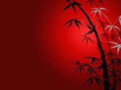 Samolepka flie 270 x 200, 8902413 - bamboo leaves on ared background.
