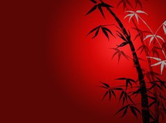 Fototapeta papr 360 x 266, 8902413 - bamboo leaves on ared background.