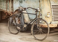 Fototapeta pltno 330 x 244, 89293041 - Retro styled image of an ancient bike and truck