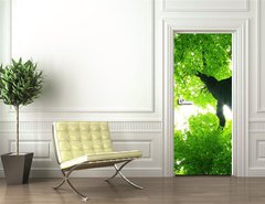 Samolepka na dvee flie 90 x 220  green leaves, 90 x 220 cm