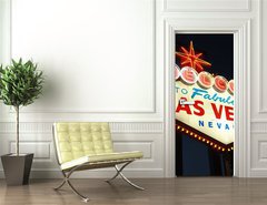 Samolepka na dvee flie 90 x 220, 9049386 - Welcome To Las Vegas neon sign at night - Vtejte v Las Vegas neonov npis v noci