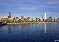 Fototapeta160 x 116  Downtown Chicago panorama reflected in Lake Michigan, 160 x 116 cm