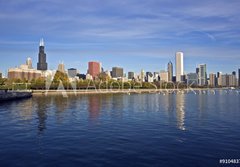 Fototapeta184 x 128  Downtown Chicago panorama reflected in Lake Michigan, 184 x 128 cm