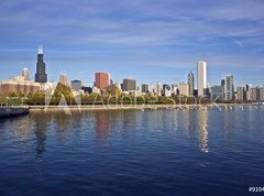 Samolepka flie 270 x 200, 9104837 - Downtown Chicago panorama reflected in Lake Michigan