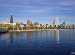 Fototapeta360 x 266  Downtown Chicago panorama reflected in Lake Michigan, 360 x 266 cm