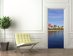 Samolepka na dvee flie 90 x 220  Downtown Chicago panorama reflected in Lake Michigan, 90 x 220 cm