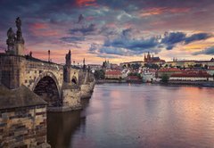 Samolepka flie 145 x 100, 91621978 - Prague. Image of Prague, capital city of Czech Republic, during beautiful sunset. - Praha. Obrzek Prahy, hlavnho msta esk republiky, bhem krsnho zpadu slunce.