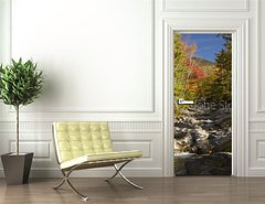 Samolepka na dvee flie 90 x 220  The Baker River flows through fall foliage, Warren, New Hampshir, 90 x 220 cm
