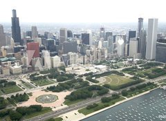 Samolepka flie 100 x 73, 9395863 - Downtown Chicago from the East via the air - Downtown Chicago z vchodu vzduchem