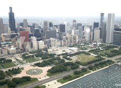 Fototapeta papr 160 x 116, 9395863 - Downtown Chicago from the East via the air