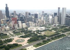 Samolepka flie 200 x 144, 9395863 - Downtown Chicago from the East via the air - Downtown Chicago z vchodu vzduchem