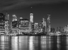 Samolepka flie 100 x 73, 94054059 - Black and white New York City at night panoramic picture, USA. - ernobl New York City v noci panoramatick obrzek, USA.