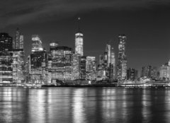 Fototapeta plátno 160 x 116, 94054059 - Black and white New York City at night panoramic picture, USA. - Černobílé New York City v noci panoramatický obrázek, USA.