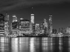 Fototapeta papír 360 x 266, 94054059 - Black and white New York City at night panoramic picture, USA. - Černobílé New York City v noci panoramatický obrázek, USA.