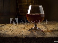 Fototapeta330 x 244  Glass white wine and bunch grapes on background of wooden , 330 x 244 cm