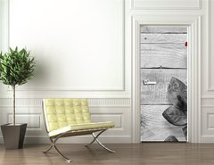 Samolepka na dvee flie 90 x 220, 95876705 - Red rose on black and white wooden background