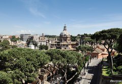 Fototapeta174 x 120  The part of old town and Roman ruins in Rome, 174 x 120 cm
