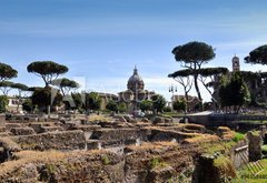 Fototapeta plátno 174 x 120, 96158880 - The part of old town and Roman ruins in Rome - Část starého města a římské zříceniny v Římě