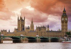 Samolepka flie 145 x 100, 9632866 - Stormy Skies over Big Ben and the Houses of Parliament