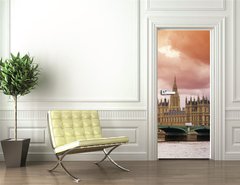 Samolepka na dvee flie 90 x 220, 9632866 - Stormy Skies over Big Ben and the Houses of Parliament