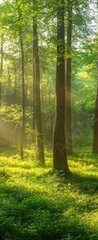 Samolepka na dveře fólie 90 x 220, 967529857 - Sunbeams Filtering Through a Lush Forest