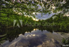 Fototapeta145 x 100  Gloomy sunset above lake, 145 x 100 cm