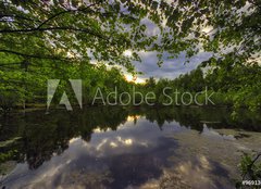 Fototapeta160 x 116  Gloomy sunset above lake, 160 x 116 cm