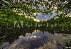 Fototapeta184 x 128  Gloomy sunset above lake, 184 x 128 cm