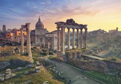 Samolepka flie 145 x 100, 98167076 - Roman Forum. Image of Roman Forum in Rome, Italy during sunrise.