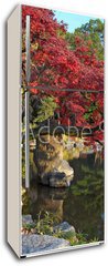 Samolepka na lednici fólie 80 x 200, 9821471 - summer japanese landscape with pond and trees - letní japonská krajina s rybníkem a stromy