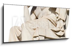 Sklenn obraz 1D panorama - 120 x 50 cm F_AB100447909 - Socrates Statue at the Academy of Athens Isolated on White - Socha Sokrates na akademii v Athnch izolovanch na blm