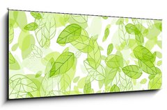 Skleněný obraz 1D panorama - 120 x 50 cm F_AB100698085 - seamless background with green leaves - bezešvé pozadí se zelenými listy