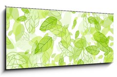 Obraz 1D panorama - 120 x 50 cm F_AB100698085 - seamless background with green leaves - bezev pozad se zelenmi listy