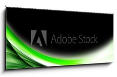 Skleněný obraz 1D panorama - 120 x 50 cm F_AB100723245 - Abstract Green Wave Black Background Design - Abstraktní zelená vlna design černé pozadí