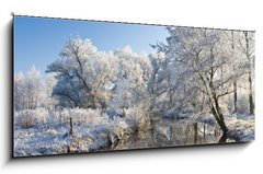 Obraz 1D panorama - 120 x 50 cm F_AB10232237 - frost and a blue sky