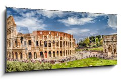 Obraz 1D panorama - 120 x 50 cm F_AB107807294 - Panoramic view of the Colosseum and Arch of Constantine, Rome - Panoramatick vhled na Koloseum a Konstantinv oblouk v m