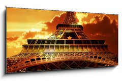 Obraz 1D panorama - 120 x 50 cm F_AB11105750 - Eiffel tower on sunset