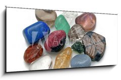 Sklenn obraz 1D panorama - 120 x 50 cm F_AB11929305 - Crystal therapy tumbled stones - Kilov terapie klesla kameny