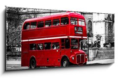 Skleněný obraz 1D panorama - 120 x 50 cm F_AB122358644 - Londons iconic double decker bus.
