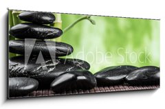 Obraz 1D panorama - 120 x 50 cm F_AB123260109 - spa concept with zen basalt stones - spa koncept s zen ediov kameny