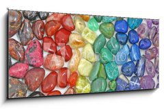 Sklenn obraz 1D panorama - 120 x 50 cm F_AB12481854 - Crystal tumbled chakra stones - Kilov kamenn akry klesly