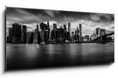 Sklenn obraz 1D - 120 x 50 cm F_AB126584936 - Manhattan from Brooklyn (B - Manhattan z Brooklynu (B&W)