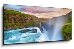 Skleněný obraz 1D panorama - 120 x 50 cm F_AB126702165 - Gulfoss Falls, Iceland - Gulfoss Falls, Island
