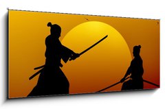 Sklenn obraz 1D panorama - 120 x 50 cm F_AB12683766 - Samurai - Samuraj